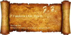 Frankovits Hont névjegykártya